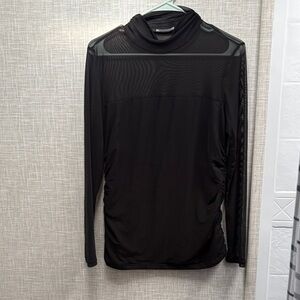 Zeagoo Black Mesh Turtleneck Top